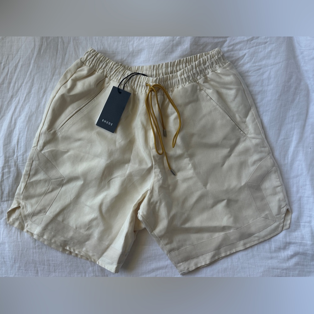 NWT RHUDE Men’s Linen Drawstring Shorts - Creme
